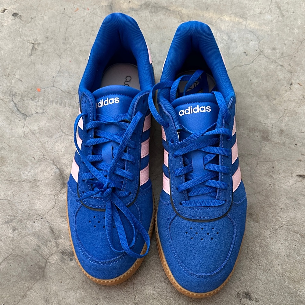 adidas Royal Blue Sneakers with Light Pink Stripes